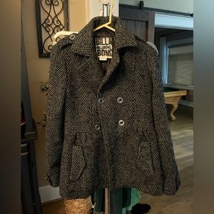 Woman’s Billabong grey/black Pea Coat, size small